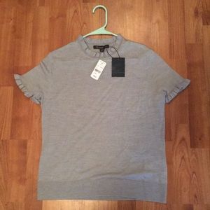 NWT Brooks Brothers - L - gray ruffle neck sweater